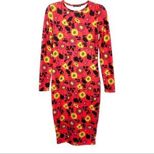 ZARA Floral Stretch Midi Dress